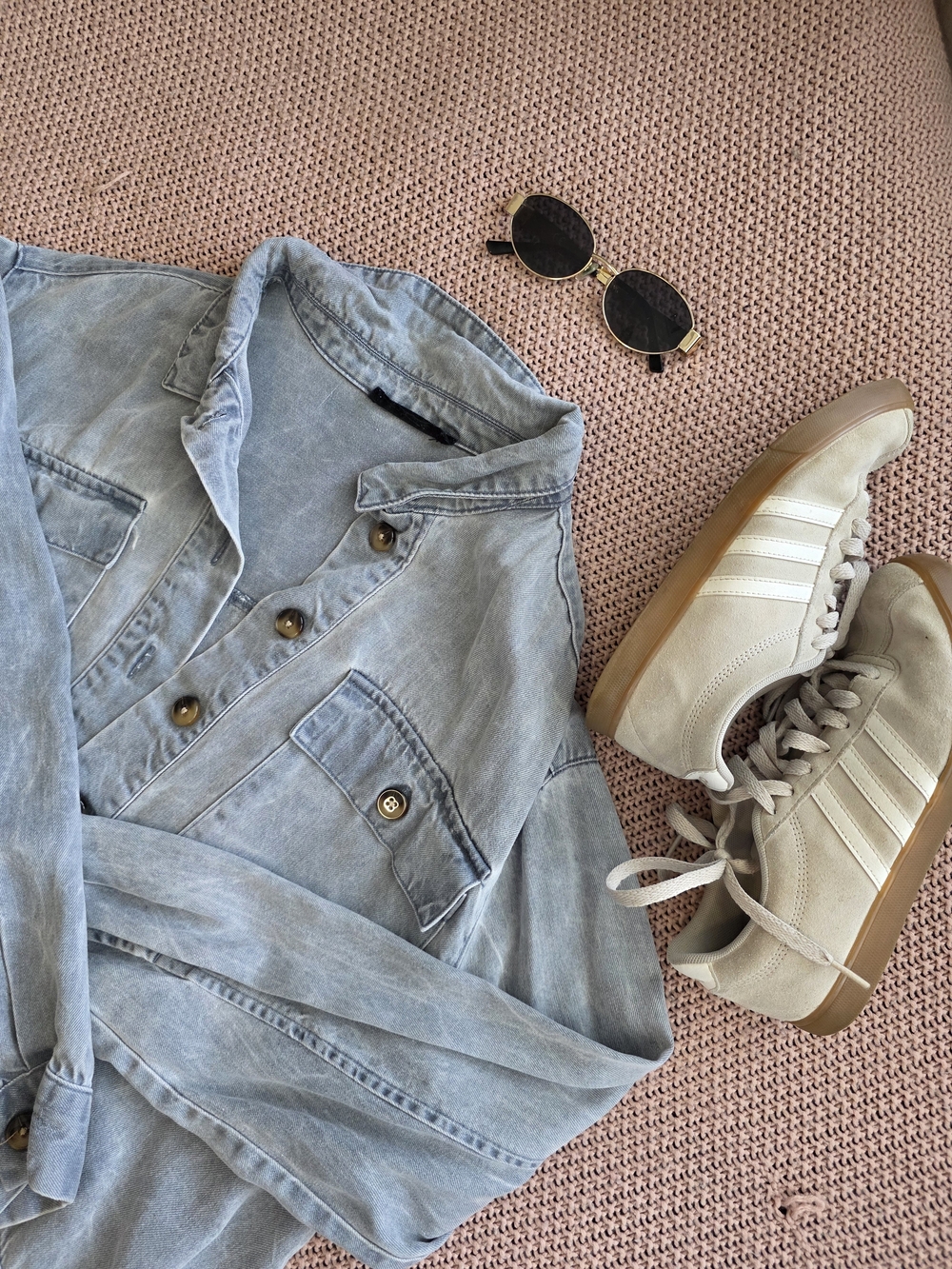 Light Blue Denim Button-Front Jean Jacket for Women